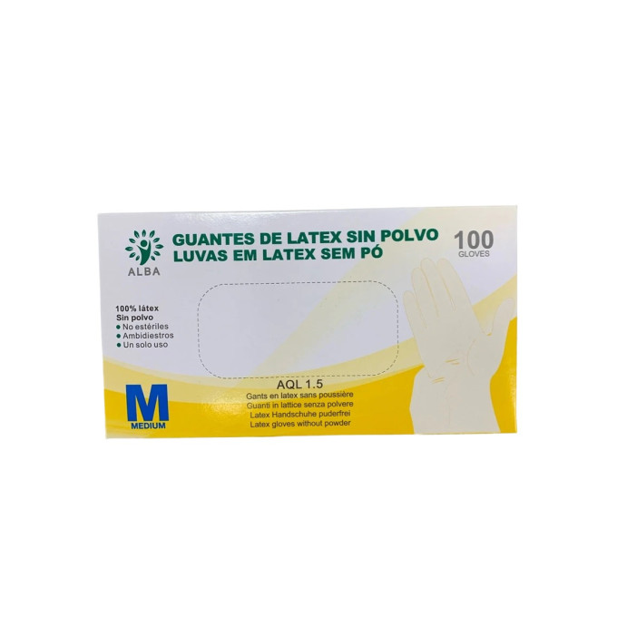 GUANTES DE LATEX SIN POLVO 100 UDS